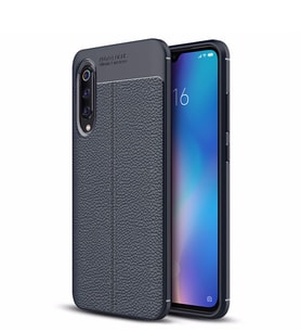 Microsonic Xiaomi Mi 9 Kılıf Deri Dokulu Silikon (Lacivert)