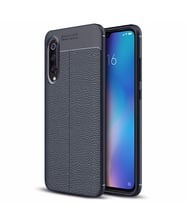 Microsonic Xiaomi Mi 9 Kılıf Deri Dokulu Silikon (Lacivert)