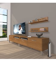 Decoraktiv Eko 200R Mdf Krom Ayaklı Tv Ünitesi Tv Sehpası (Ceviz)