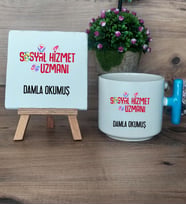 Sosyal Hizmetler Uzmanı Hediye Seti Kupa Bardak T Kulplu ve Dekoratif Taş Sosyal Hizmetler Uzmanına Hediye (Model 3)