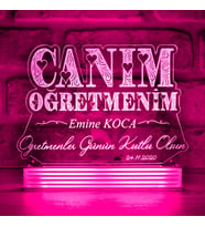 Kişiye Özel Öğretmenler Günü Hediyesi, Canım Öğretmenim LED AYDINLATMA (Pembe)