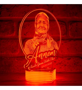 Kişiye Özel Anneler Günü Hediyesi, 3D Lamba (Kırmızı)