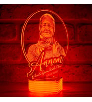 Kişiye Özel Anneler Günü Hediyesi, 3D Lamba (Kırmızı)