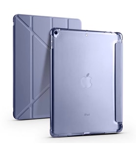 iPad 10.2 (8.Nesil) Kılıf Tri Folding Smart Kalem Standlı Kılıf (Mor)