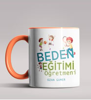 Kişiye Özel Beden Eğitimi Öğretmeni Tasarımlı Siyah Renk Kupa 5 (Turuncu)
