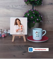 En İyi Diş Hekimi Fotoğraflı Dekoratif Taş, Ahşap Altlıklı Türk Kahvesi Fincanı Hediye (Model 3)