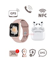 DTNO 1 Watch 7 Pro Max Gps Ve Nfc Özellikli Siri Aktif Smart Watch Akıllı Saat + Tws Airpods 3.nesil Bluetooth Kulaklık (Rose)