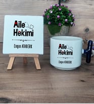 Aile Hekimi Hediye Seti Kupa Bardak T Kulplu ve Dekoratif Taş Doktora Tıp Bayramı Hediyesi (Model 2)