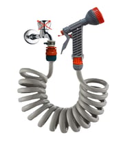 Plasyay Spiral Bahçe Çiçek Çim Sulama Hortumu ve Tetikli Süzek Başlıklı Set 3.5 Metre (Gri)