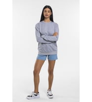 Süperlife Kadın Bisiklet Yaka Regular Kalıp İnce Pamuklu Sweatshirt SPR21K30 (Gri-Melanj)