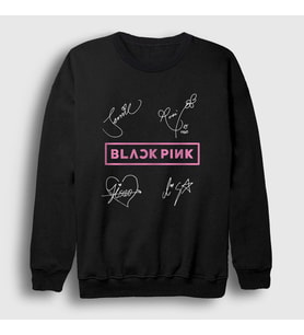 Presmono Unisex Beyaz Signs Blackpink Sweatshirt 19656tt (Siyah)