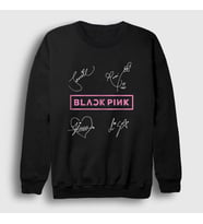 Presmono Unisex Beyaz Signs Blackpink Sweatshirt 19656tt (Siyah)
