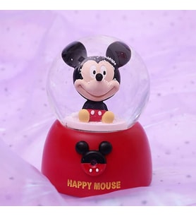 Mickey Mouse Işıklı Müzikli Püskürtmeli Büyük Boy Kar Küresi (Kırmızı)