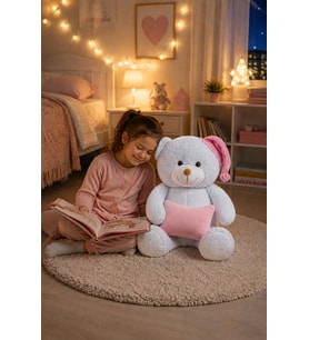 Özgüner Yastikli Uyku Arkadasi 80cm Pelus Ayıcık (Pembe)