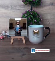 Kuran Kursu Hocası Fotoğraflı Dekoratif Taş, Kupa Bardak Beyaz Hediye (Model 10)