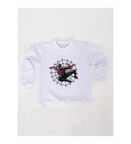 Spiderman baskılı örümcek adam pamuklu kumaş çocuk sweatshirt (Beyaz)