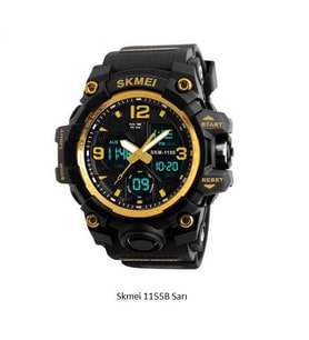 Skmei Analog Led Dijital Su Geçirmez Kol Saati (Sarı)