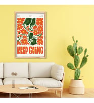 Tekli Ahşap Lamine Çerçeveli Mdf Tablo Keep Going Çiçek (Ahşap)