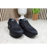 Günlük Nefes Alabilen Erkek Sneaker Bağcıklı Kalın Taban Spor Ayakkabı 8011 (Siyah)