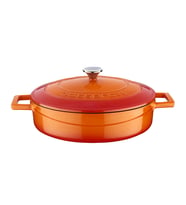 Lava Döküm Çok Amaçlı Yayvan Tencere. Folk Serisi Çap(Ø)24cm. (Turuncu)