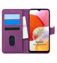 Microsonic Samsung Galaxy A14 Kılıf Fabric Book Wallet Siyah (Mor)