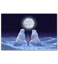 Cakapuzzle Dolunaya Karşı Kola İçen Kutup Ayıları Puzzle Yapboz MDF (Ahşap) (500 Parça)
