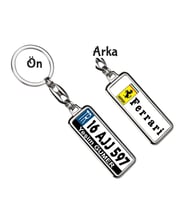 Kişiye Özel Plaka Metal Anahtarlık   Ferrari Logo (Gümüş)