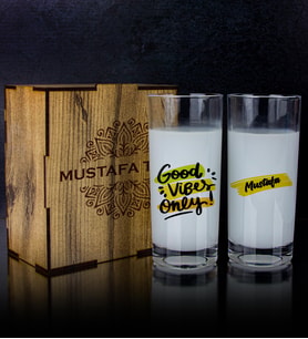 eJOYA Kişiye Özel Kutusunda 2'li Rakı Bardağı Hediye Seti 107147 (Turuncu)