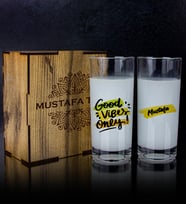 eJOYA Kişiye Özel Kutusunda 2'li Rakı Bardağı Hediye Seti 107147 (Turuncu)