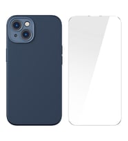 Baseus Liquid Silica Gel iPhone 14 Plus 6.7 Magsafe Silikon Kılıf + Tempered Ekran Koruyucu Set (Mavi)
