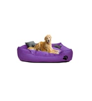Ultrasoft Büyük Irk Köpek Yatağı Yıkanabilir Yüksek Kaliteli Kumaş Pati Işlemeli 80x100 (Mor)