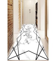Dijital Baskılı Kaymaz Taban Yıkanabilir Modern Yolluk Ve Koridor Halısı NDU-HT-326 (Siyah)