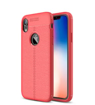Microsonic Apple iPhone XR (6.1'') Kılıf Deri Dokulu Silikon (Kırmızı)