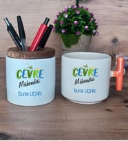 Çevre Mühendisi Hediye Sepeti Kupa Bardak T Kulplu, Kalemlik Hediyeleri Mühendisler Günü Hediyesi (Model 7)