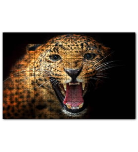 Cakapuzzle  Agresif Leopar Siyah Zemin  Puzzle Yapboz MDF (Ahşap) (255 Parça)
