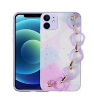 Uyumlu Model Apple iPhone 11 Kılıf Simli Desenli El Askılı Kapak (Lila)