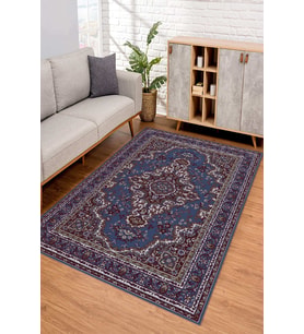 Dijital Kaymaz Taban Yıkanabilir Renkli Salon Halısı Mutfak Halısı Yolluk ND-SD-523 (Lacivert)