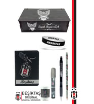 Beşiktaş Orijinal Lisanslı Kalem Bileklik Bloknot Silgi Hediyelik Set (Siyah - Beyaz)