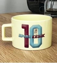Kişiye Özel Bordo Lacivert Hediye Pastel Fincan Taraftar (Sarı)