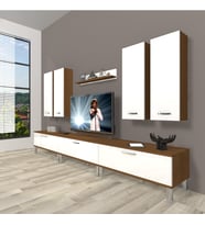Decoraktiv Eko 8d Slm Krom Ayaklı Tv Ünitesi Tv Sehpası (Beyaz - Kahverengi)