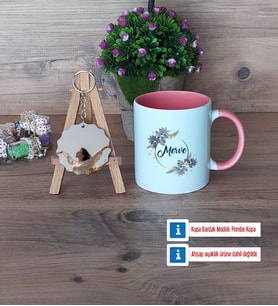 İsme Özel Doğum Günü Hediyesi Kupa Bardak Beyaz ve Fotoğraflı Ahşap Anahtarlık Hediye (Model 6)