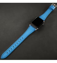 vagave Apple Watch Kadın Klasik Deri Kordon İsme Özel 3-4-5-6-7 / 38-40-41mm (Mavi)