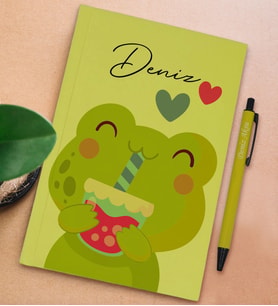 BK Gift Kişiye Özel İsimli Sarı Sert Kapaklı Defter ve Tükenmez Kalem Seti, Arkadaşa Hediye, Yeni İş Hediyesi, Doğum Günü Hediyesi (Model 7)