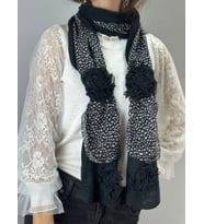 KABARTMA ÇİÇEKLİ TASARIM KADIN FULAR GİYİM AKSESUARI ŞAL 170X30 CM (Siyah)