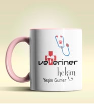 Kişiye Özel Veteriner Hekim Tasarımlı Turuncu Kupa Bardak (Pembe)