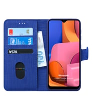 Microsonic Samsung Galaxy A20s Kılıf Fabric Book Wallet (Lacivert)