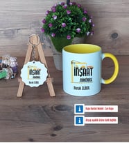 İnşaat Mühendisi Kupa Bardak Kırmızı ve Ahşap Anahtarlık Hediye (Model 6)
