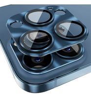 ALLY iPhone 15 Pro-15 Pro Max Metal Tempered Kamera Lens Koruyucu (Mavi)