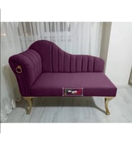 Yeni Model Ultra Lüks Alda Çizgili Josefin Bench Puf (Mor)