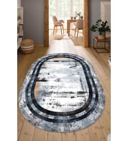 Dijital Baskılı Kaymaz Taban Yıkanabilir Oval Salon Halısı Mutfak Halısı Yolluk NDO-HT-1271 (Çok Renkli)